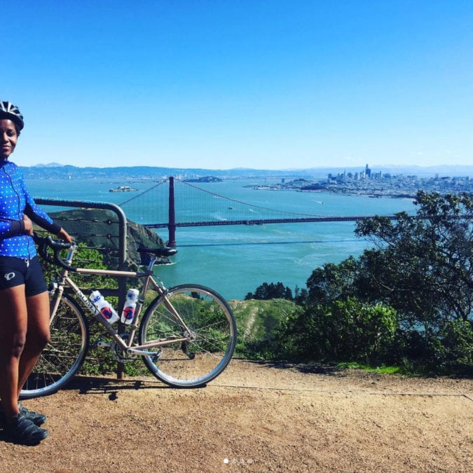 Grace Anderson and her bike.