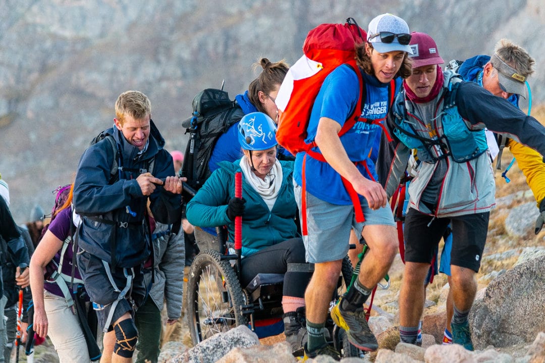 Nerissa Cannon climbing Mt. Bierstadt in Colorado with No Barriers USA and Arcteryx Denver. 