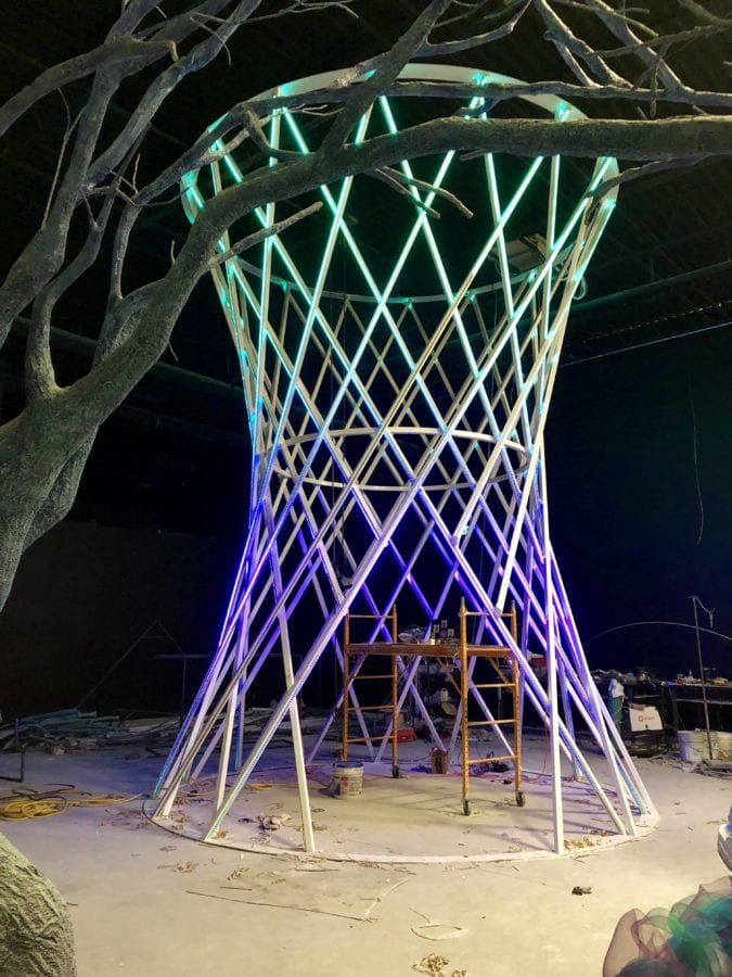 This tower will be surrounded by inflatable clouds.
