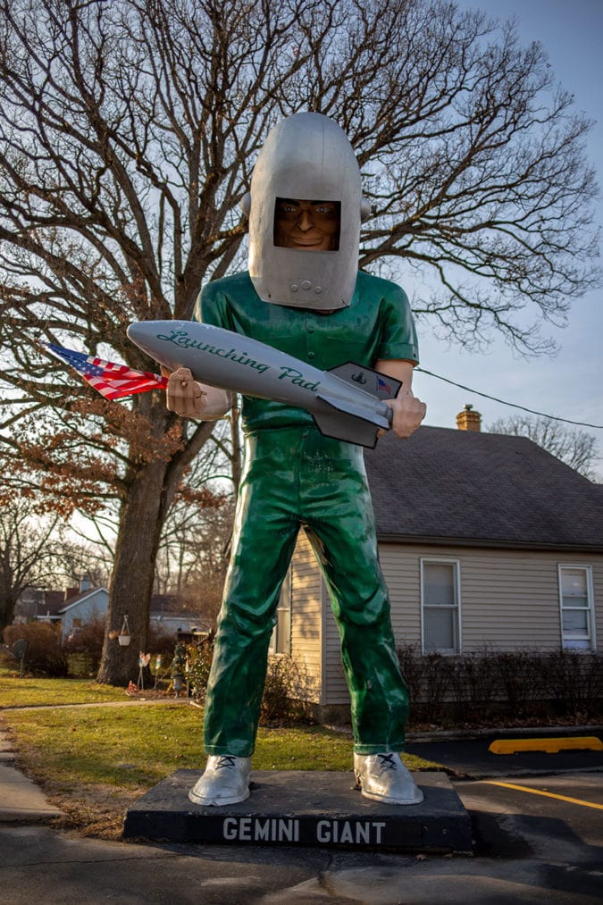 The Gemini Giant roadside attraction was named for NASA's Project Gemini space program.