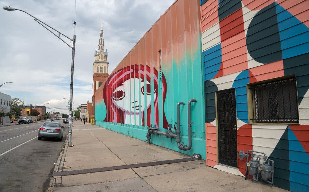 The girl of the "Larimer Boy and Girl" mural