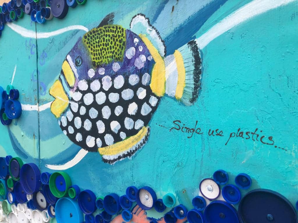 A small inscription says "Think beyond single use plastics."