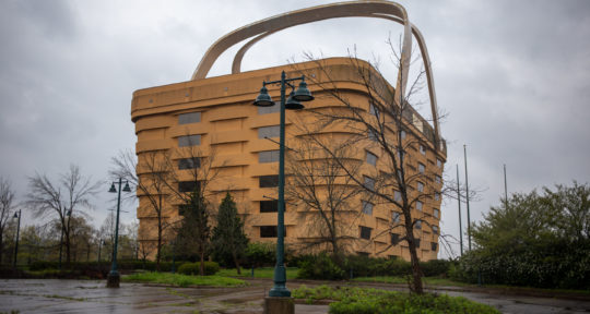 Ohio’s Longaberger basket-shaped building faces an uncertain future after the company’s bankruptcy