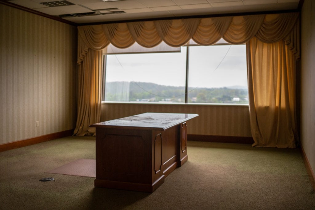 desk in empty office