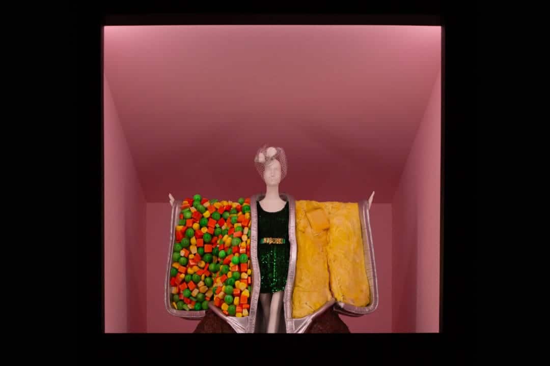 A dress that looks like a tv dinner