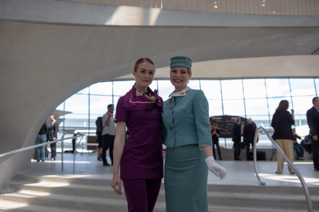 models wearing twa uniforms