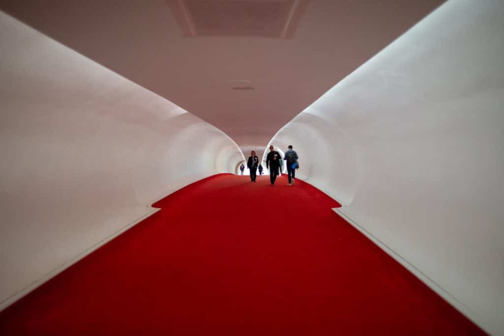 red-carpeted tube