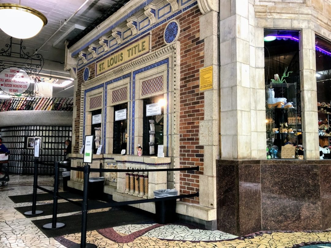 The ticket window is one of many repurposed building facades found throughout City Museum