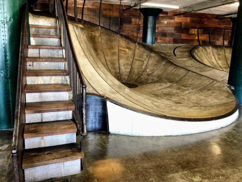 The skatepark doesn't allow skating for safety reasons, but it's still popular with kids.