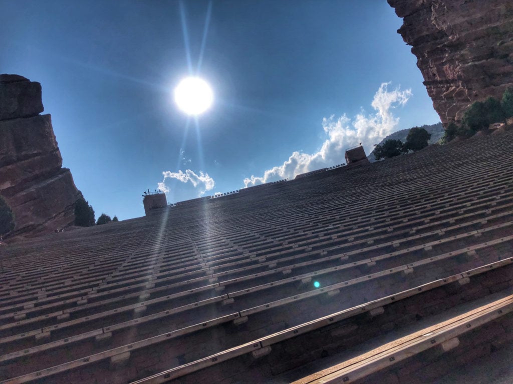 The stadium seats at Red Rocks Amphitheatre