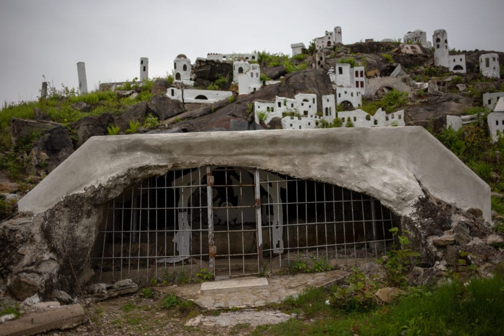 hillside with structures