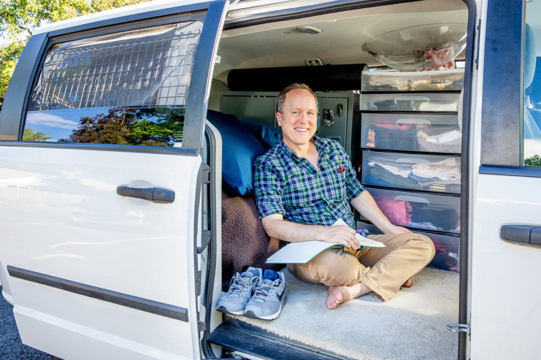 Francis Smith in his van.