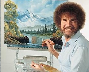 Bob Ross at his easel.