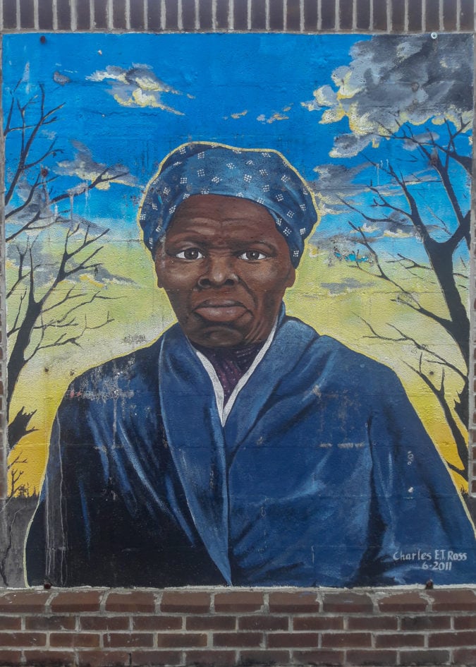 A mural in the memorial garden.