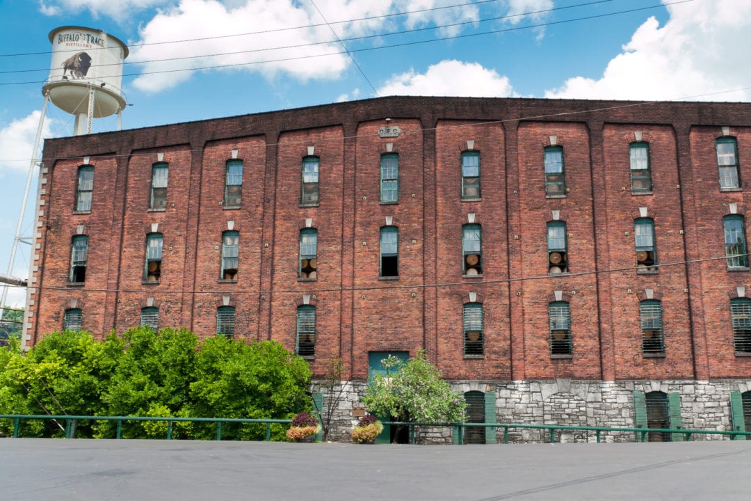A warehouse of the Buffalo Trace Distillery in Frankfort, Kentucky.