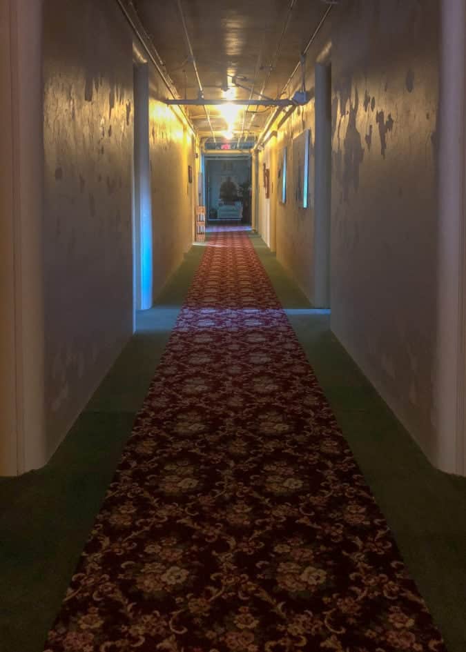 A hallway in the hotel.