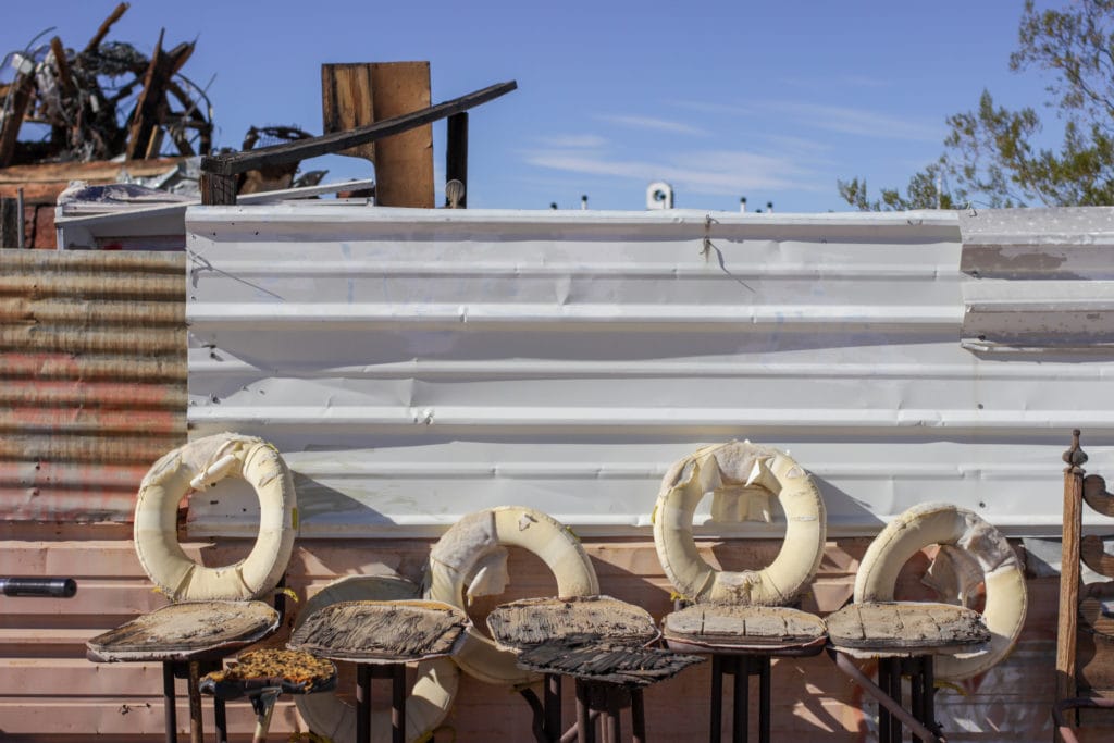 A line of chairs.
