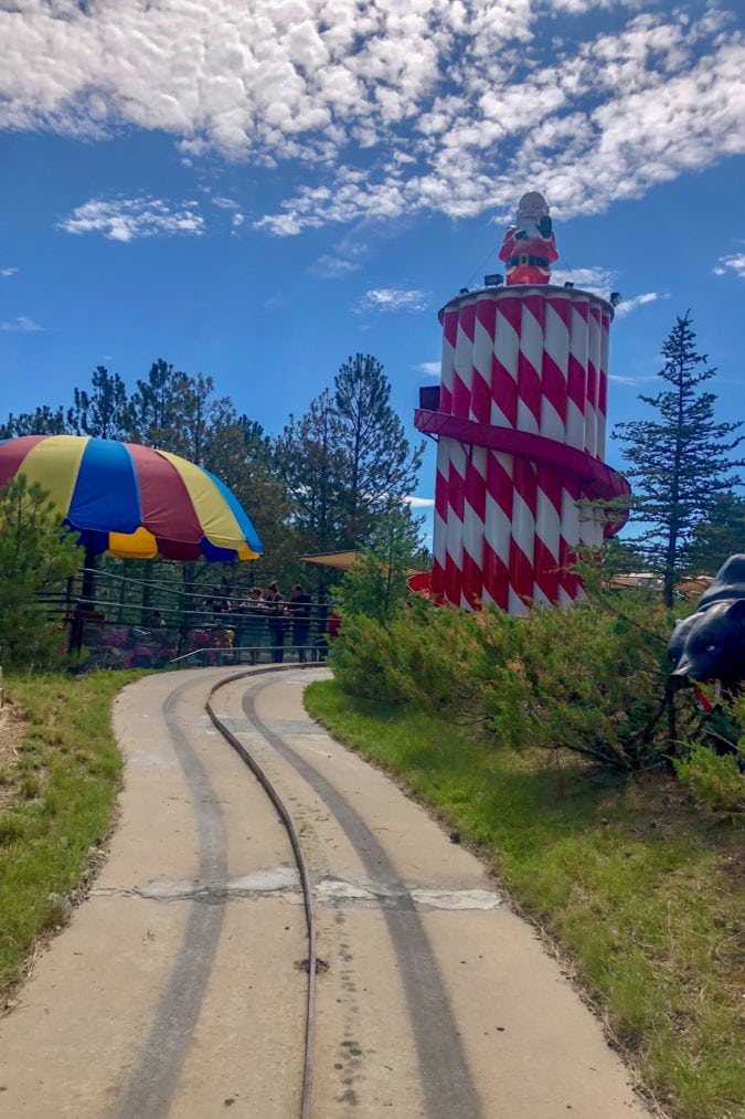 A view of the Peppermint Slide, one of the most popular rides at the park.