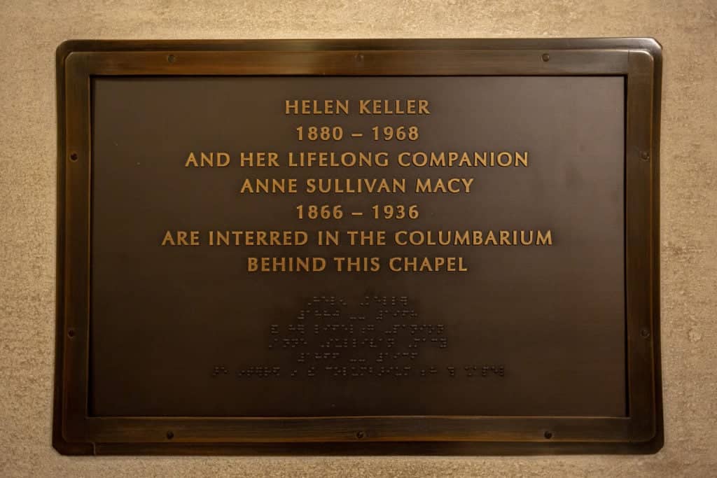 Helen Keller is interred alongside Annie Sullivan.