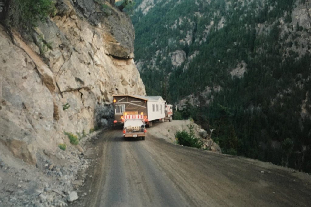 Transporting a mobile home.