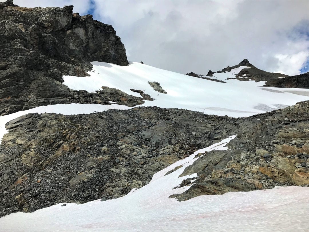 Looking up at the Sahale Glacier