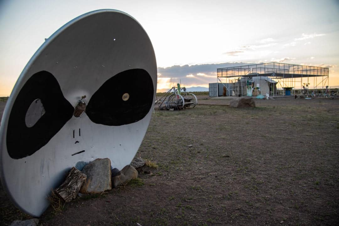 Judy Messoline’s UFO Watchtower is located two miles north of Hooper, Colorado.