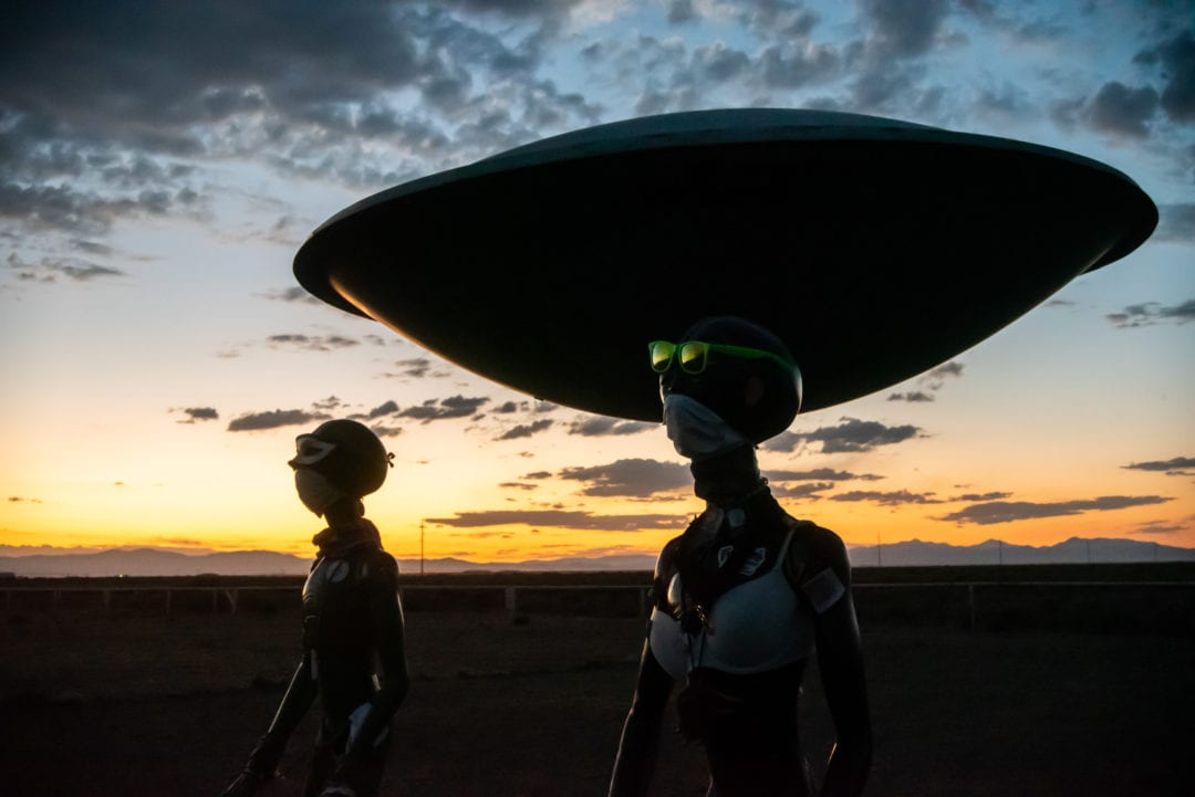 Evening begins to wash over the San Luis Valley and the UFO Watchtower.