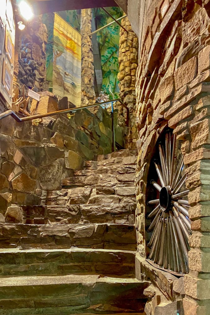 The stairway wraps around the Tree of Life.