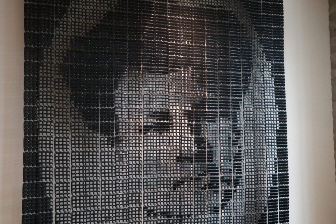 a portrait of madam c j walker made of 4,000 hair combs