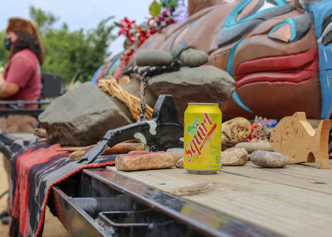 Offerings left for the totem pole.