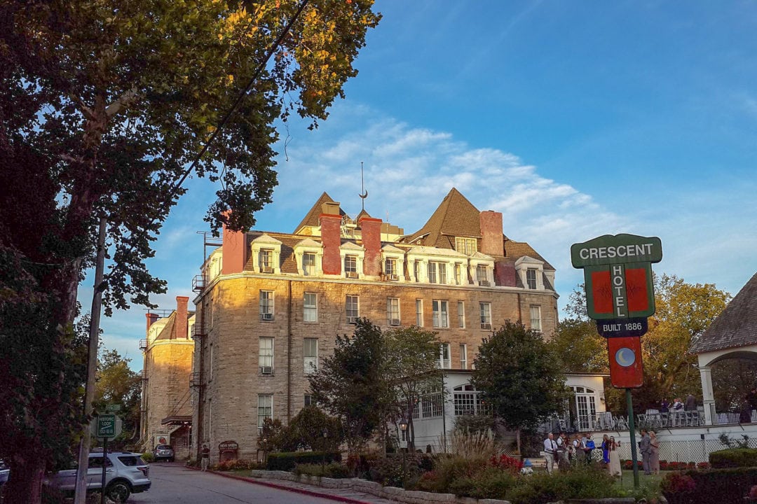 a stately hotel with a sign that says "crescent hotel"