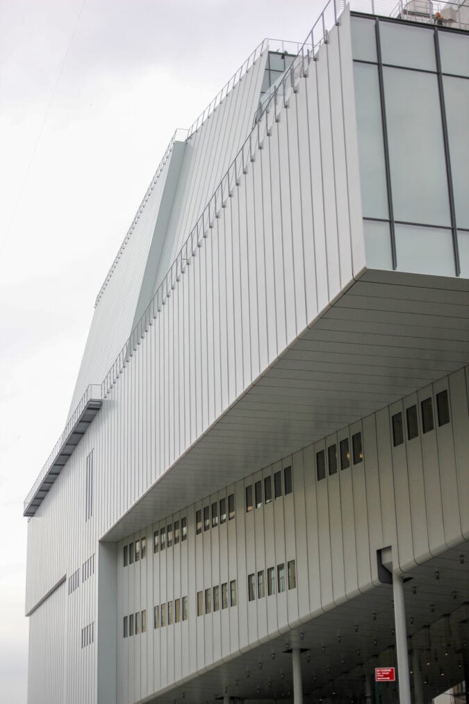 the white and steel geometric exterior of the whitney museum of american art