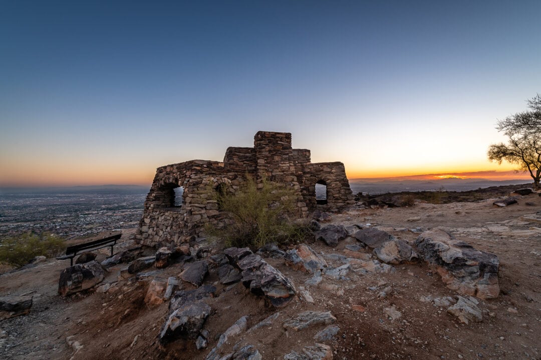 Sunrise at Dobbins Lookout overlooking Phoenix, Arizona