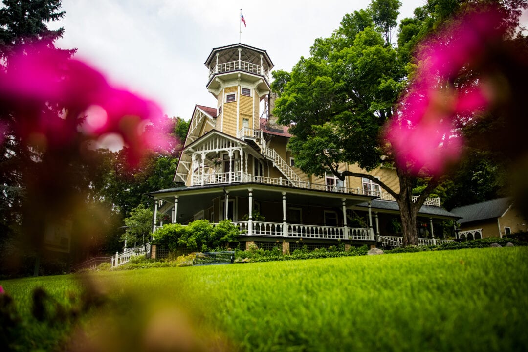 Exterior of a large old estate in Lake Geneva, Wisconsin
