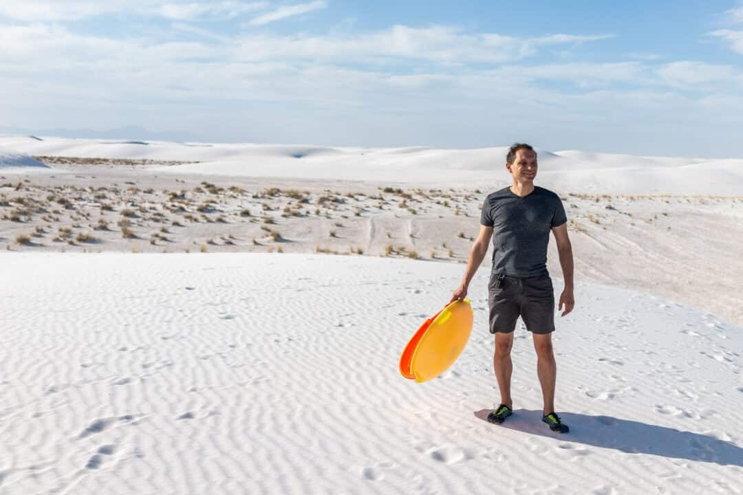 Sledding in white sands national park