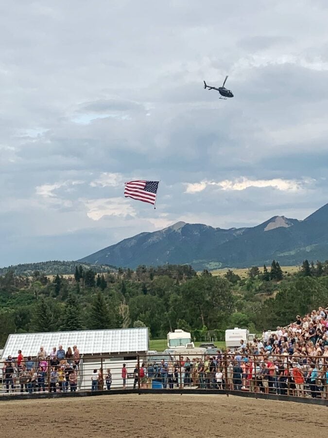 Crowd at rodeo in American West