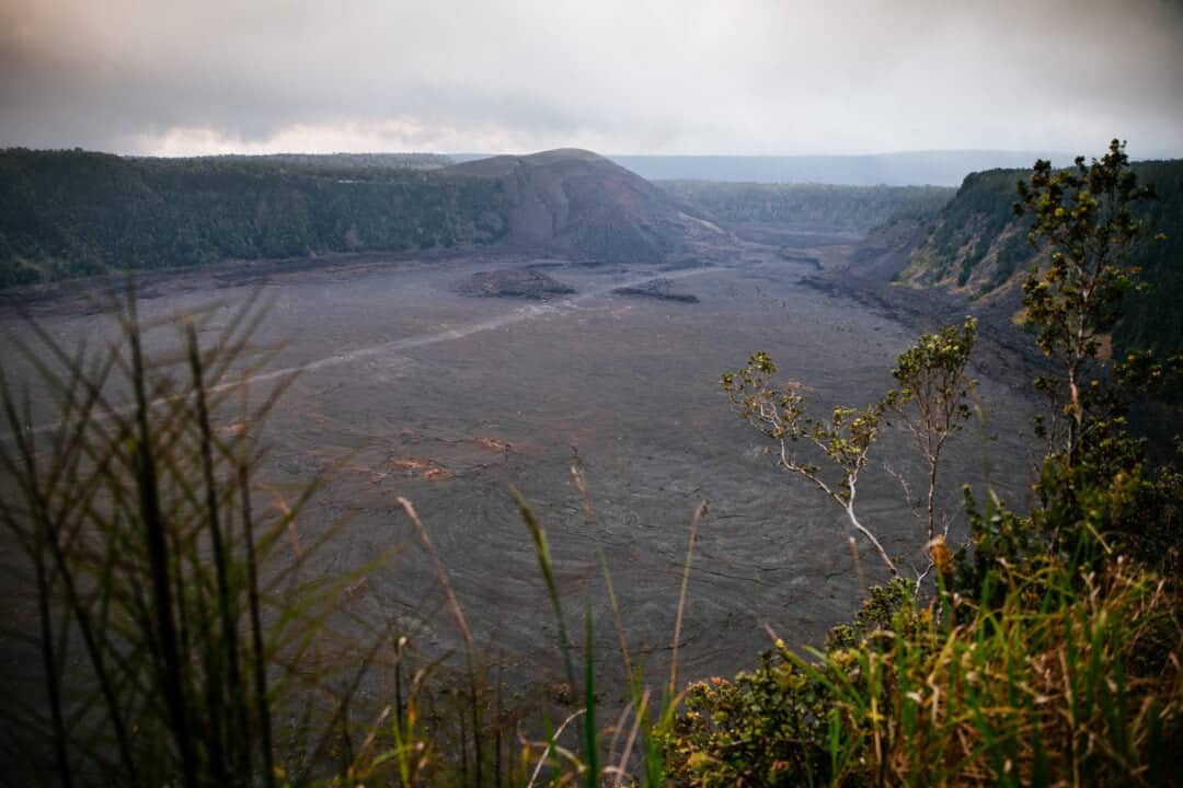a scenic overlook of a lava field