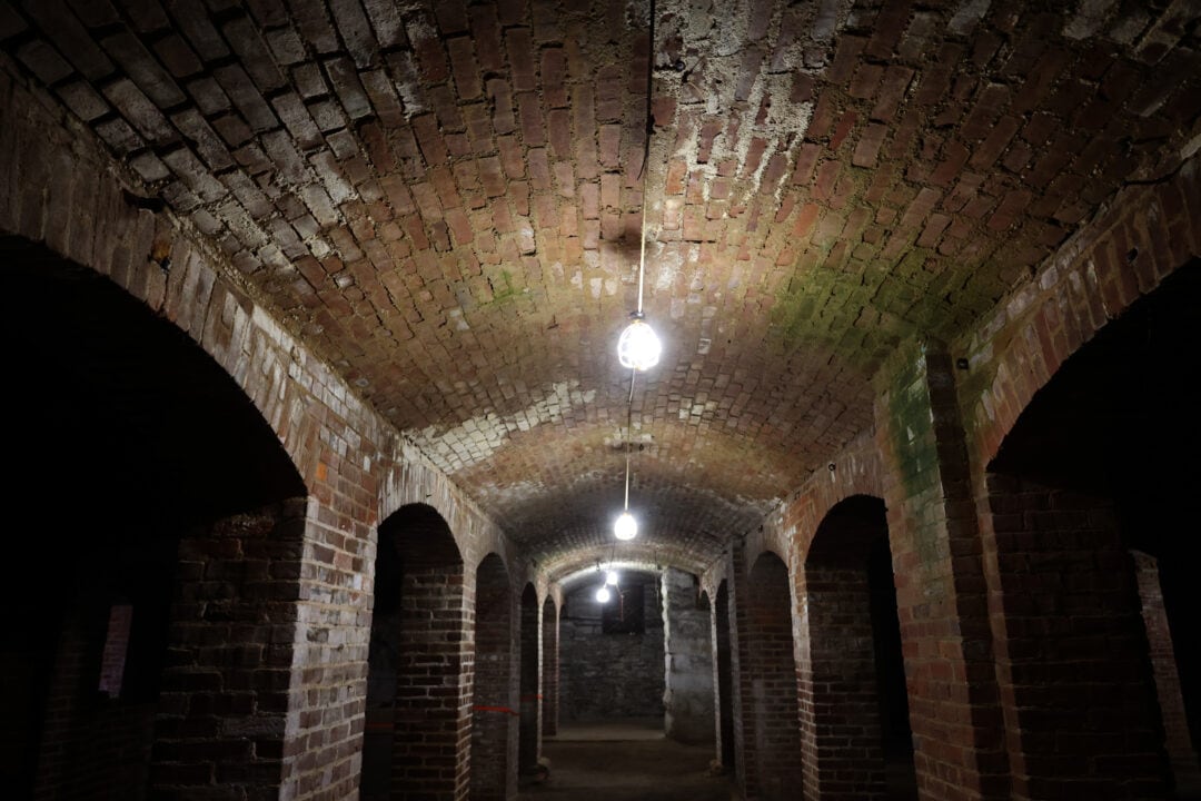 brick catacombs at night, indianapolis
