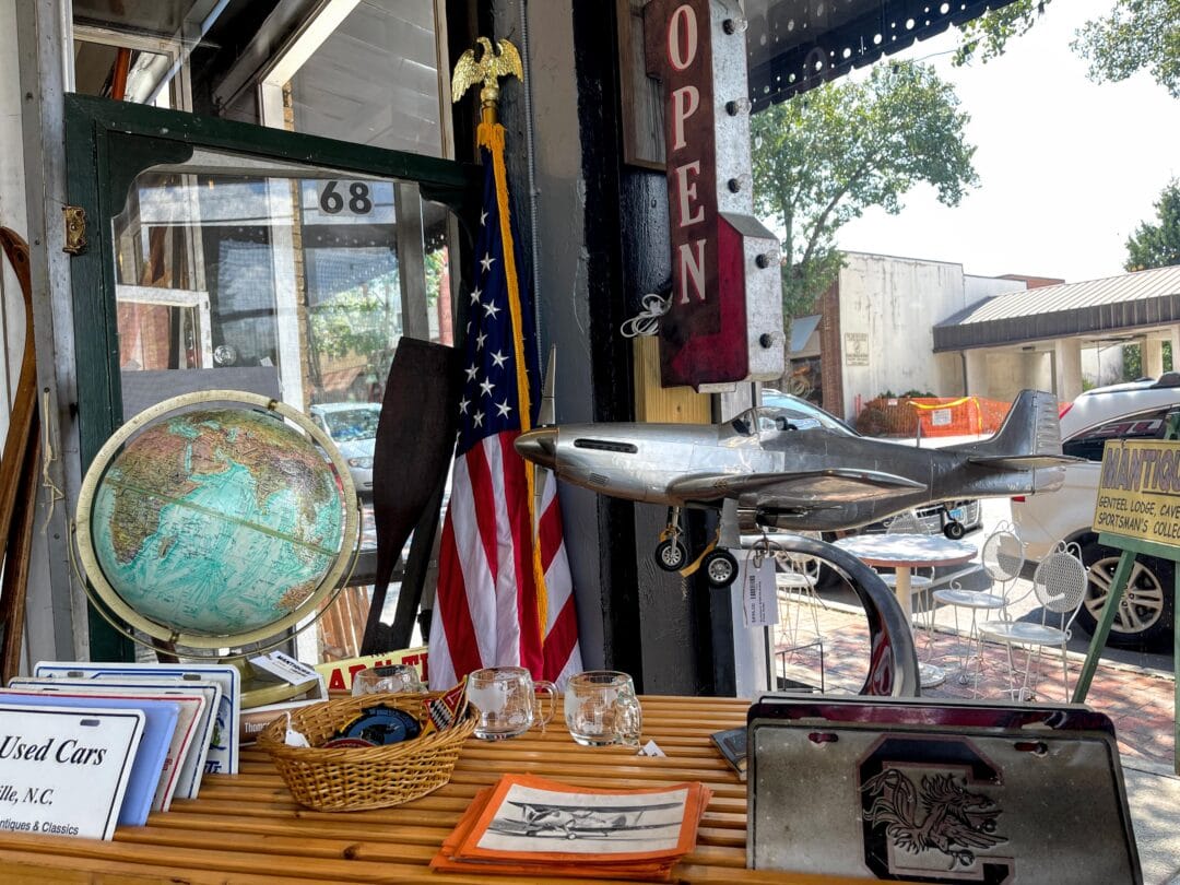 A variety of collectible items for sale inside a store