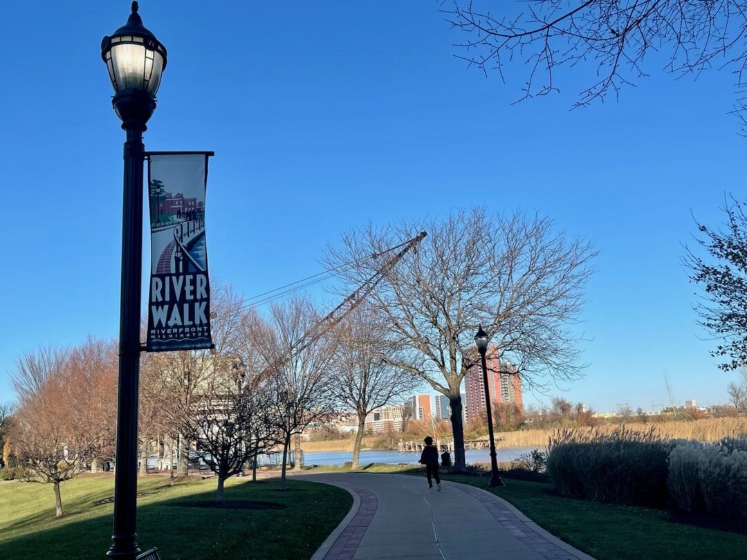 A waterfront pathway takes pedestrians through downtown Wilmington, Delaware