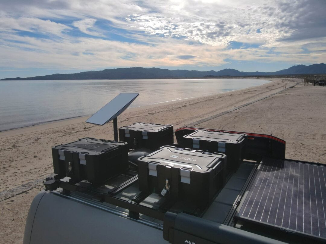 Mechanical components on top of an RV roof.