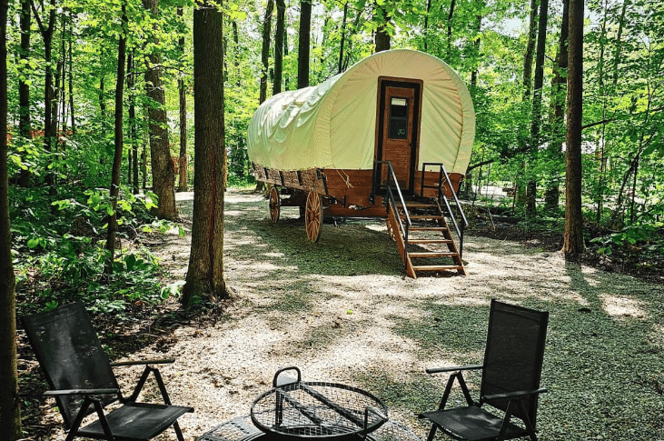 Conestoga wagon glamping