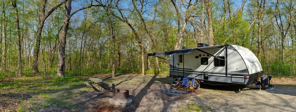 Travel trailer at campground