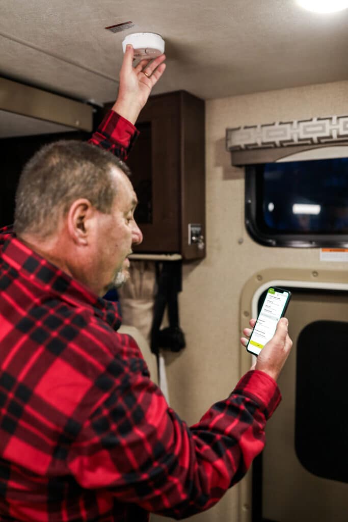 Checking an RV fire alarm