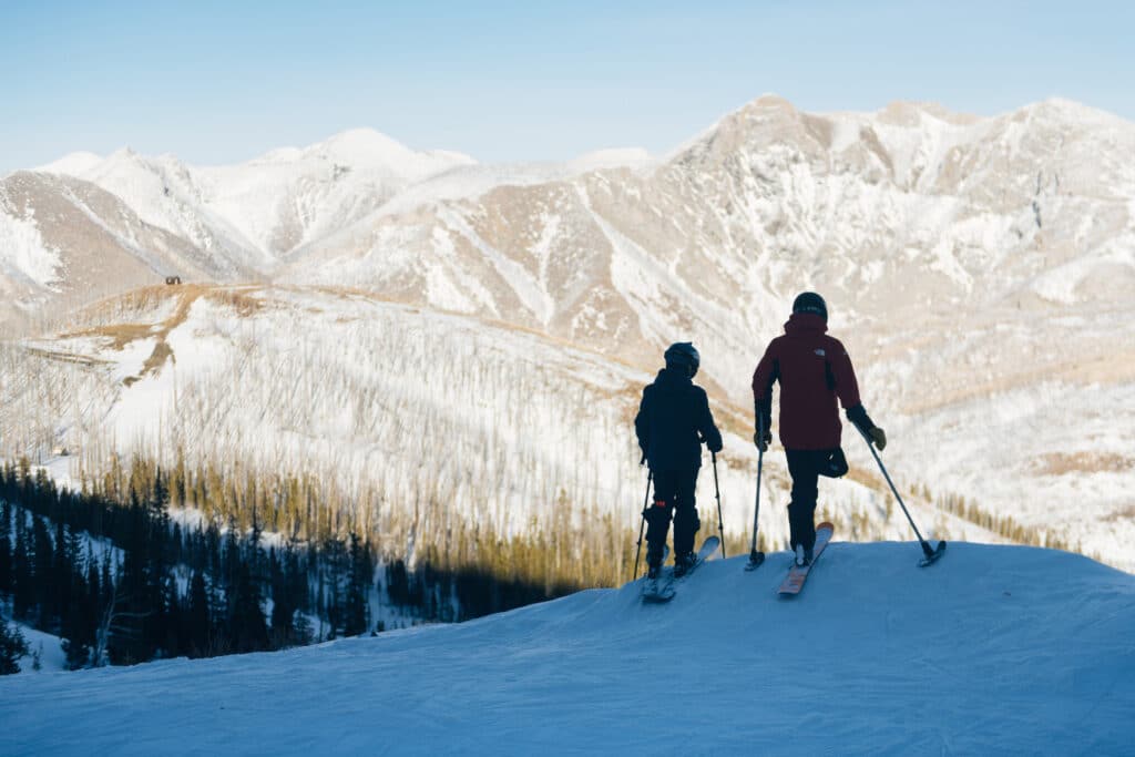 Skiers at Teton Pass in Montana